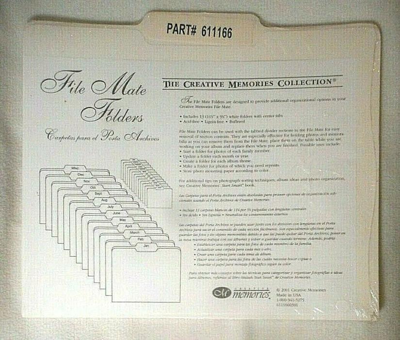 CREATIVE MEMORIES FILE MATE FOLDERS  #611166 New in package 13 folders