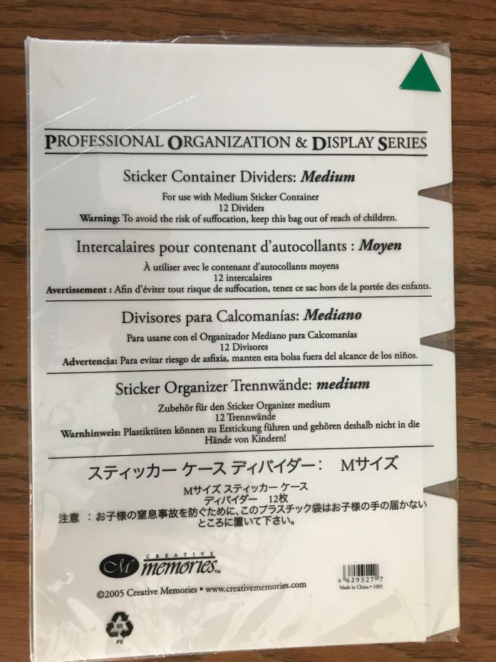 Sticker Pod MEDIUM Dividers Index Tabs by Creative Memories Set 12 NEW Container