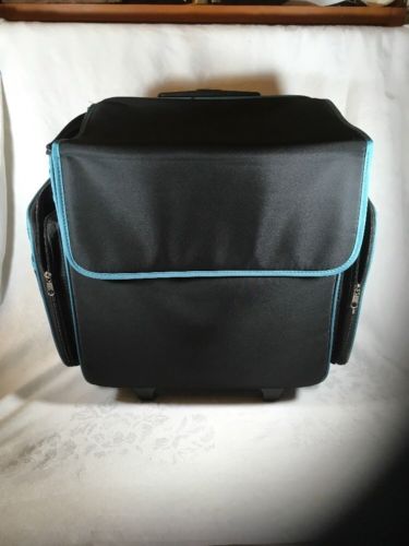 Scrapbook Craft Rolling Cart Case Zipper Organize Telescoping Handle Pockets Art