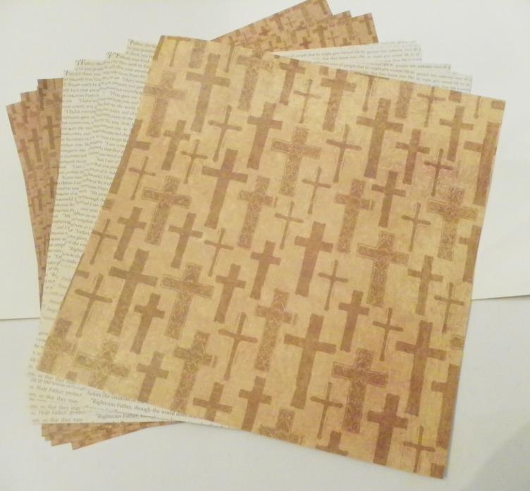 Scrapbook paper Lot -18 pages of 12 x 12 Christian themed paper cross scripture