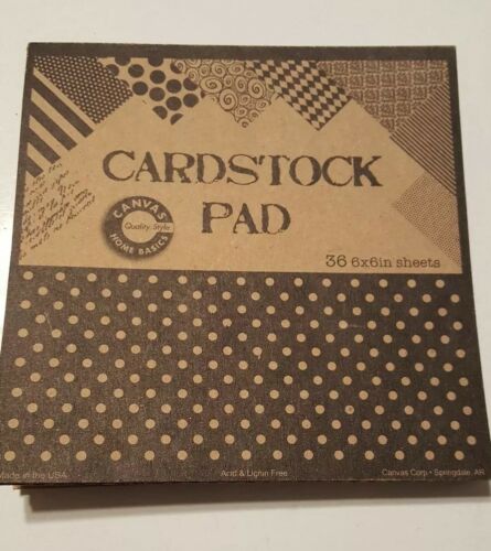 Canvas Corp Paper Pad 6x6 Black Kraft Prints cardstock brand new
