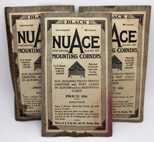 Lot of 3 Vintage NUACE Photograph Photo Scrapbook Black Mounting Corners (RF869)