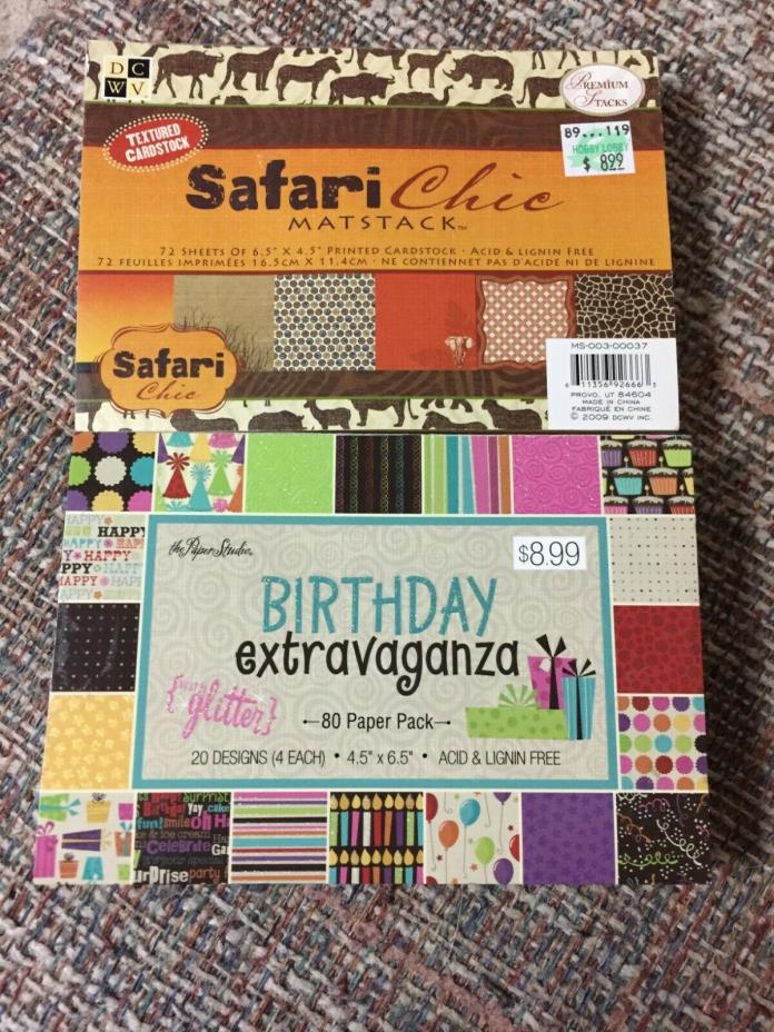 (2) Cardstock Paper Packs Pre-Owned (Safari Chic and Birthday Extravaganza)