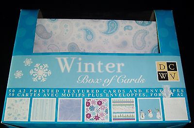 DCWV Winter Box of 50 Textured Printed Cards with Envelopes Size A2 Christmas