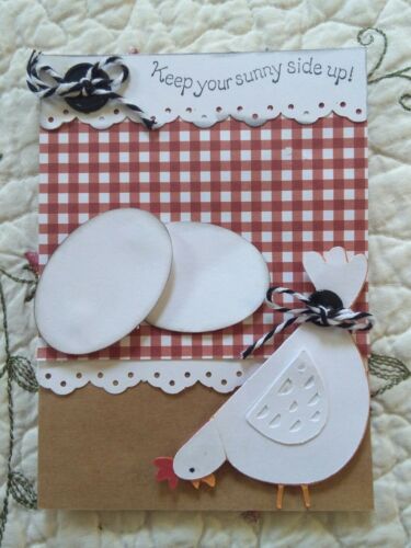 Stampin Up country chicken friendship card kit gingham.free range