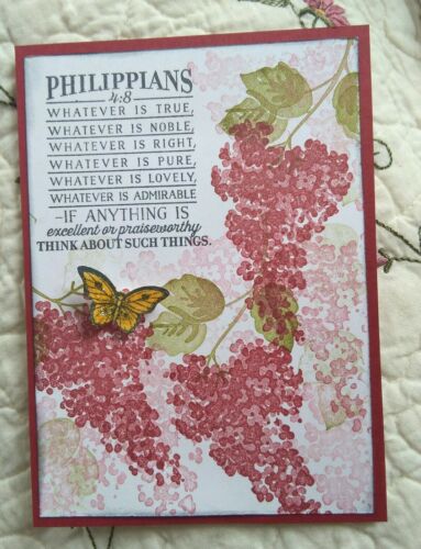 Stampin Up Cherry Cobbler blossom.card kit Philippians scripture whatsoever