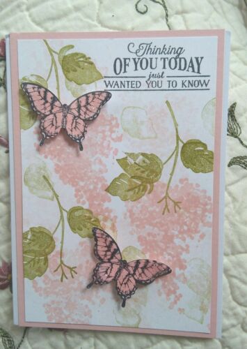 Stampin Up Blush blossom.card kit hydrangea lilac butterfly scripture