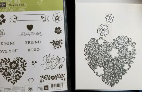 Stampin Up Bloomin` Love Stamps & Bloomin` HeartThinlits, New still in package.