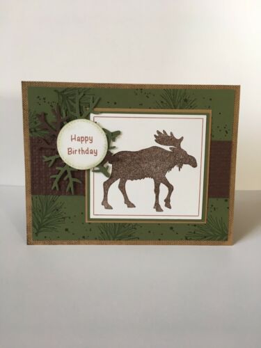 Hand Made Stampin Up Card Kit - Happy Birthday, Moose, Northwoods, Man, Outdoors