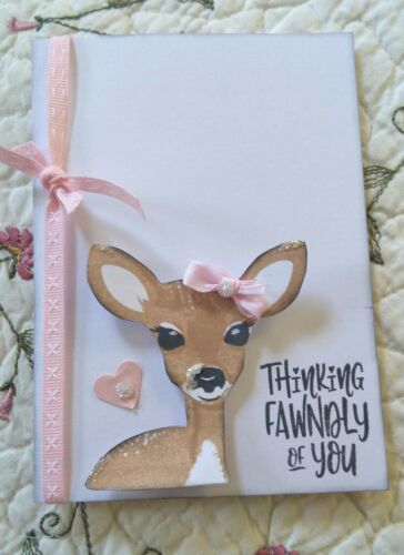 Stampin Up blushing Papertrey fawn girly sparkly card kit girlfriend sweet