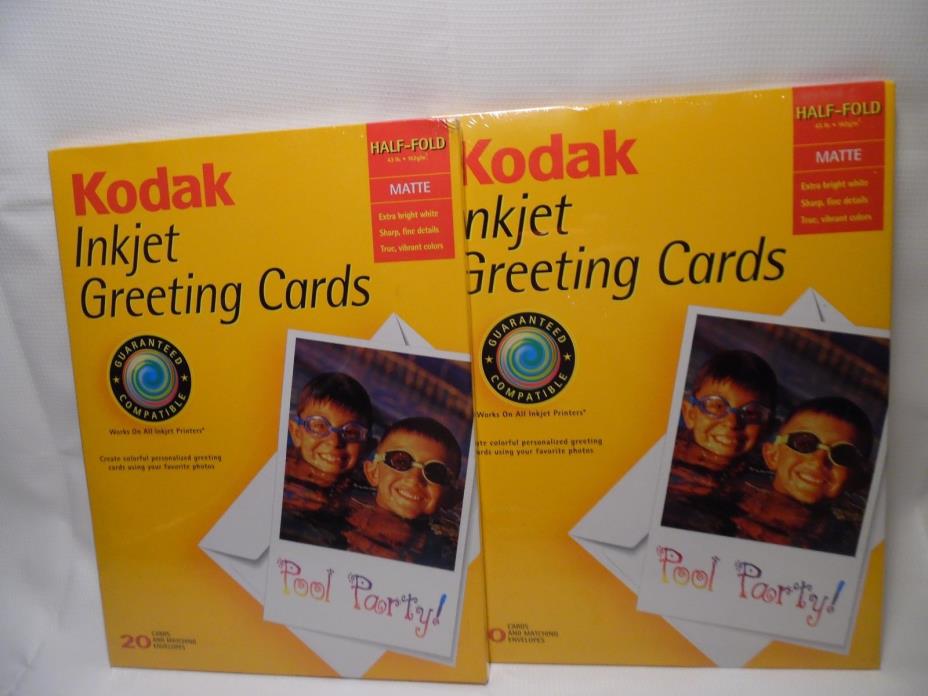 NEW SEALED - KODAK Inkjet Greeting cards HALF-FOLD MATTE 20 cards & envelopes