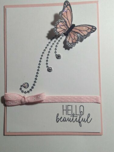 Stampin Up  blushing bride butterfly gala  girlfriend card kit ribbon  feminine