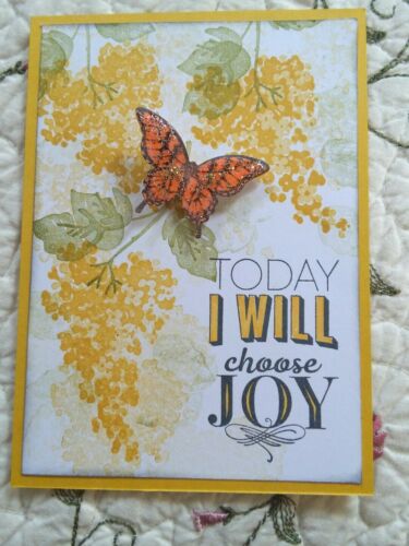 Stampin Up curry blossom card kit encouragement joy butterfly