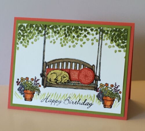 Sitting Here / Swing Happy Birthday Card ~ made w/ Stampin Up & other products
