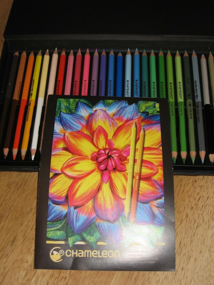 GUC:  Chameleon Colored Pencils In Storage Display Case (only 4 used)
