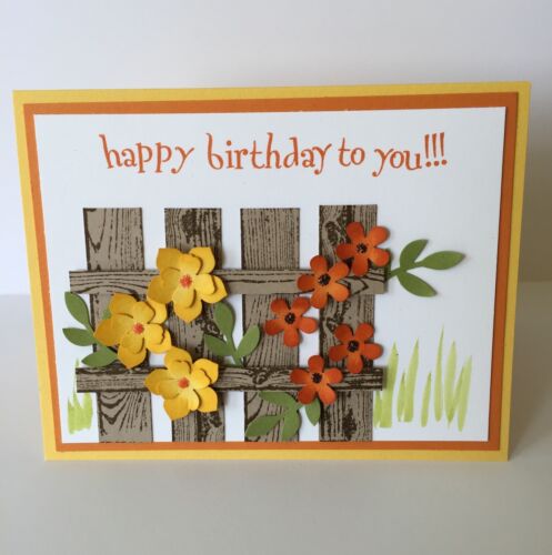 Handmade Fenced Floral Happy Birthday Card ~ made w/ Stampin Up & other prod