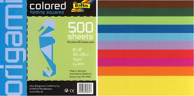 Square Colored 8-by-8-Inch Origami Paper, 500 Sheets