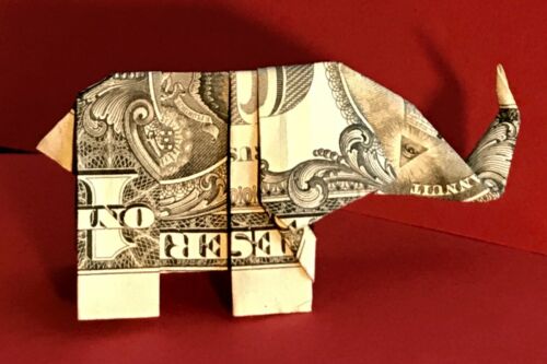 Origami Elephant, A Folded One Dollar Bill
