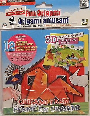 Origami FARM ANIMALS Horse Rooster Pig 3D Playmat Paper Instructions Arts Crafts