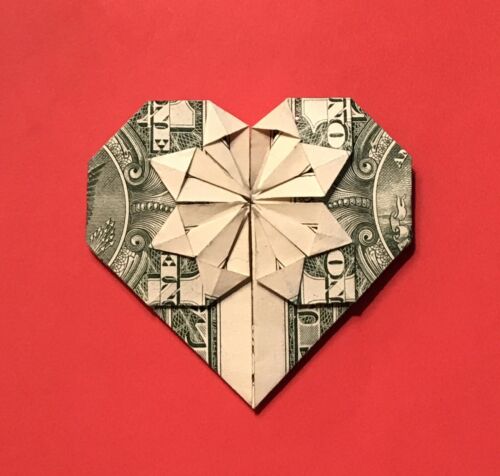 Origami Heart. A Folded One Dollar Bill. Many Sold, Many More Available
