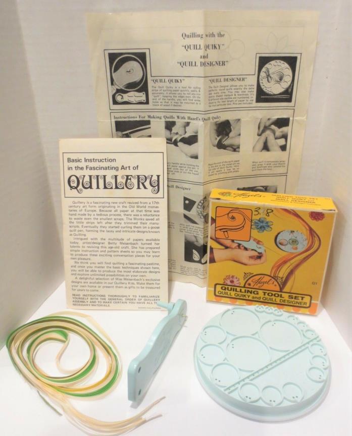 Vtg Quilling Tool Set Quill Quiky Designer Hazel's Boxed 1970's Quillery Craft