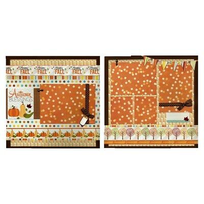 Autumn Blessings - 2 Coordinating Premade Scrapbook Pages