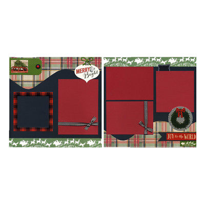 Merry & Bright - Two Coordinating Premade Christmas Scrapbook Pages