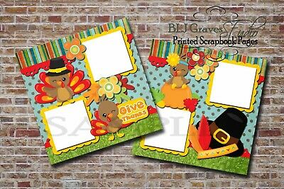 Thanksgiving Turkey Pilgrim 2 PRINTED Premade Scrapbook Pages BLJgraves 19