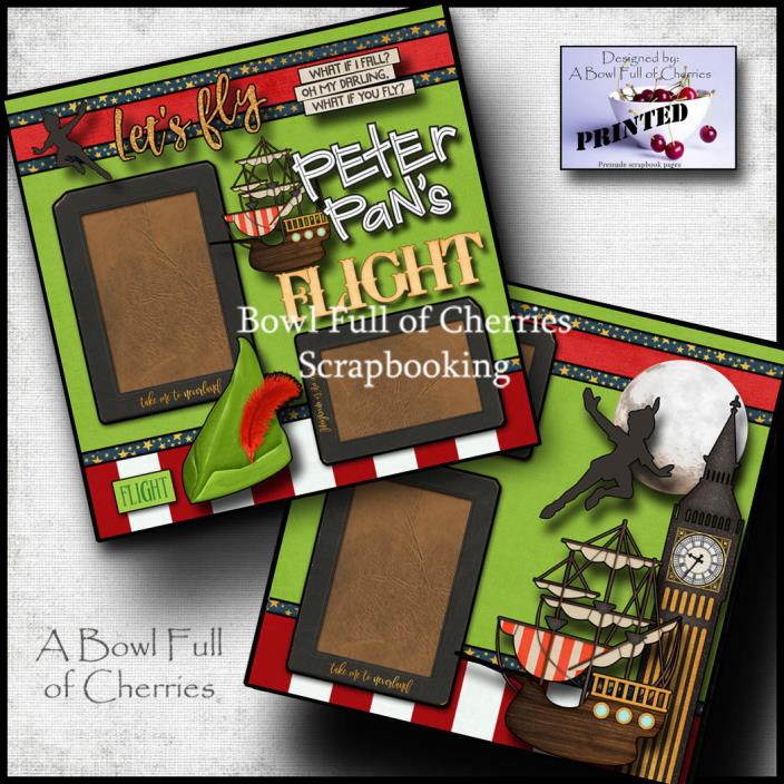 Disney Peter Pan's Flight 2 premade scrapbook pages neverland paper Cherry #0008