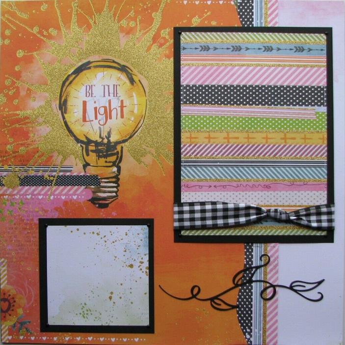 ~New~Shine Bright~be the light~2 pre-made 12x12 scrapbook pages~thebigbluebarn~