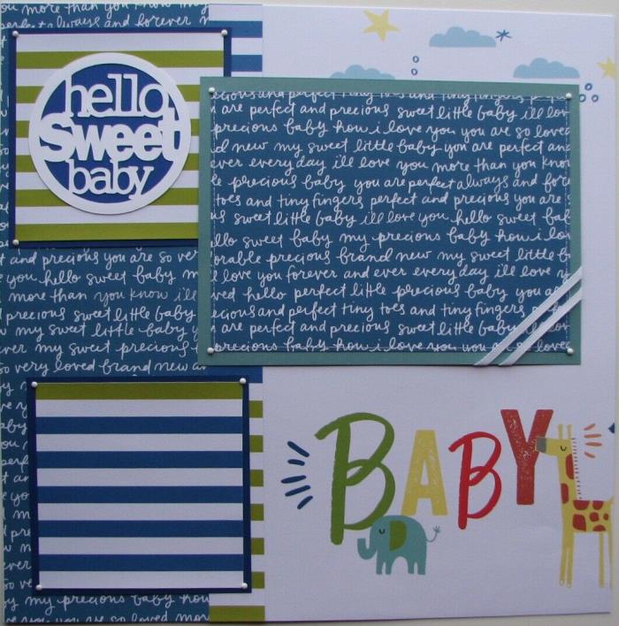 ~New~Baby Boy~2 pre-made 12x12 scrapbook pages~thebigbluebarn~