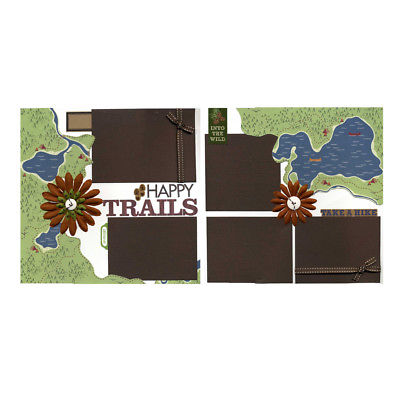 Happy Trails - 2 Coordinating Premade Scrapbook Pages