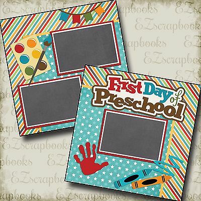 First Day Pre-School - 2 Premade Scrapbook Pages - EZ Layout 2214