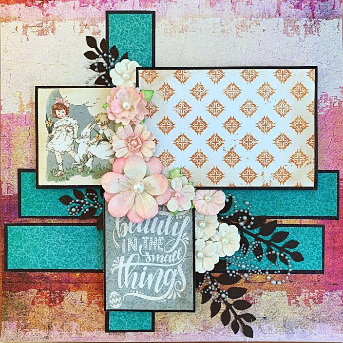Handmade BEAUTY IN THE SMALL THINGS Easter 12x12 Premade Scrapbook Layout Page