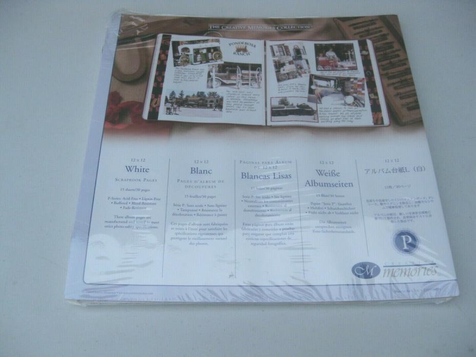 Creative Memories 12x12 White Scrapbook Pages 15 Sheets/30 Pages New Sealed