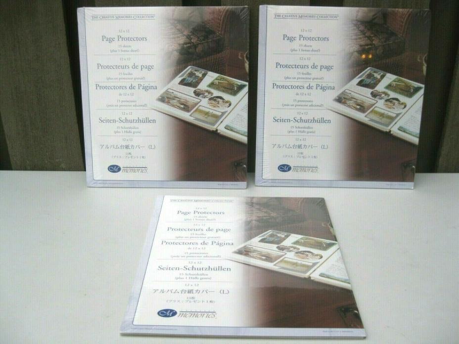 Lot 3 Packages Creative Memories 12x12 Page Protectors Original Old Style = 45 T