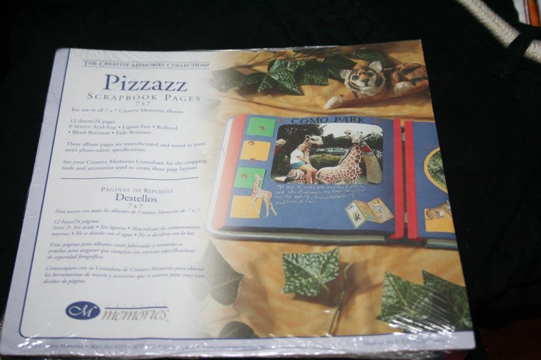 CREATIVE MEMORIES 7 X 7 SCRAPBOOK PAGES 12 SHEETS 24 PAGES PIZZAZZ BLUE RED TRIM
