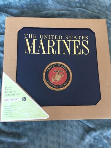 United States Marines Bonded Leather Album 12 x 12 Scrapbook Kit Military USA
