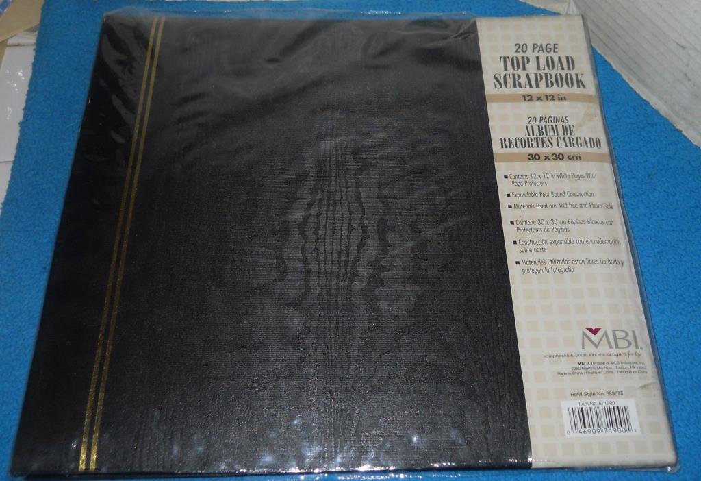NOS~MBI 20 Page Top Load Scrapbook~12X12~Black Cover~White Pages