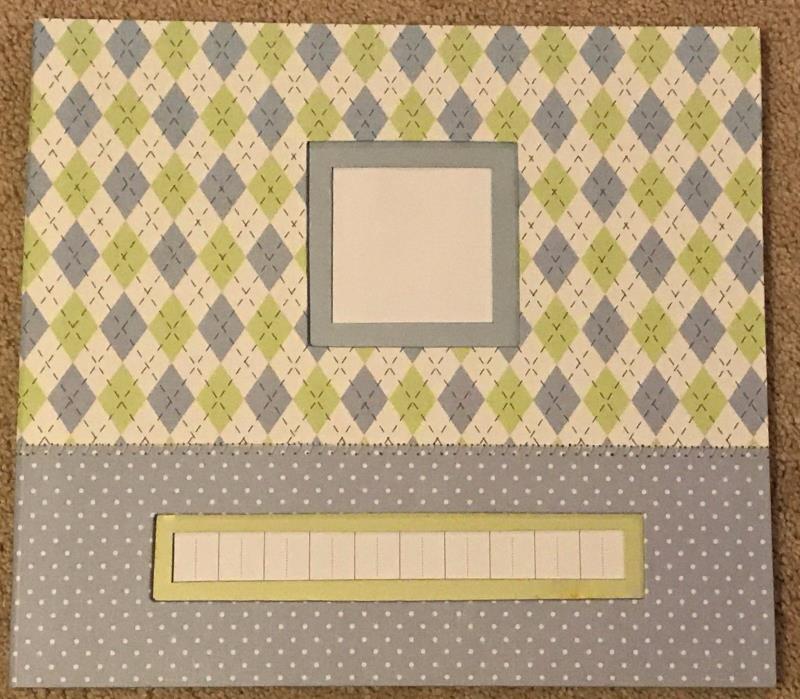 Brand New Argyle and Polka Dot 12 x 12 Post Bound Scrapbook Blue Green White