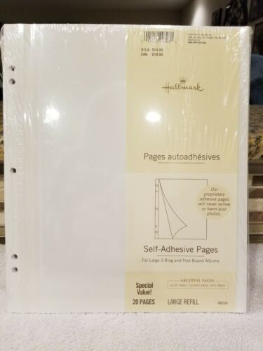 NEW Hallmark AR6508 20 Self Adhesive Pages Large Ring Post Bound Albums Photo