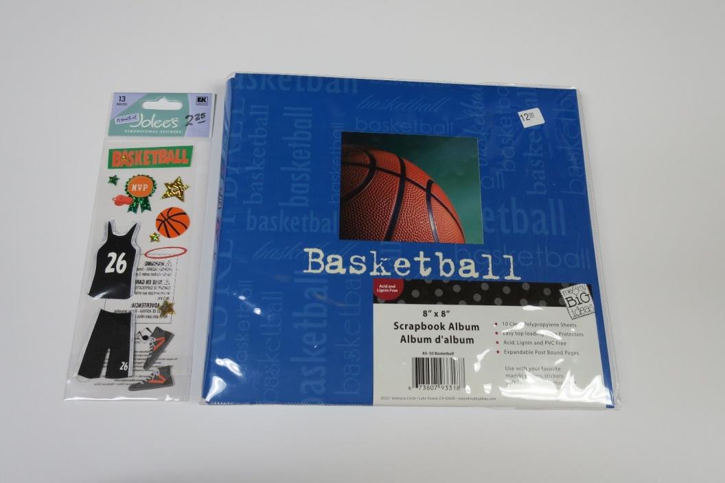 Basketball Sports me & my BIG ideas 8 x 8 Scrapbook Album and Sticker Set - NEW