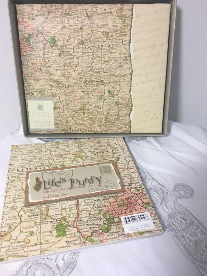 K & Co. Life's Journey 6x6 Postbound Scrapbook  Map Album With Matching Paper
