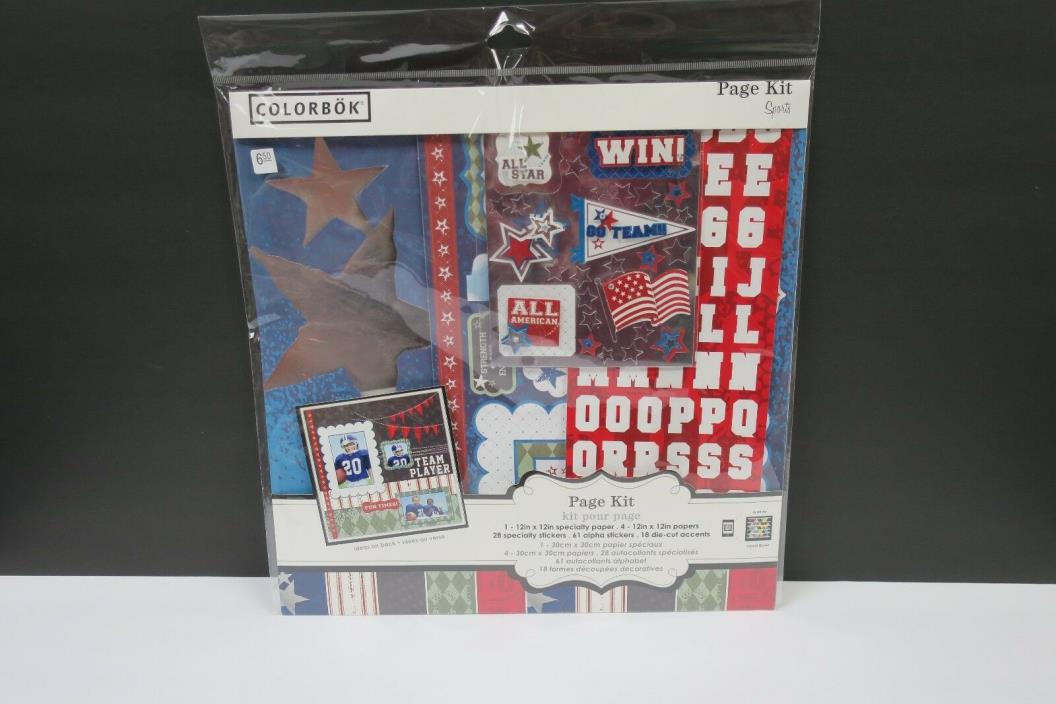 Colorbok 12 x 12 SPORTS Scrapbook Page Kit-- Red, White & Blue--AMERICA STARS