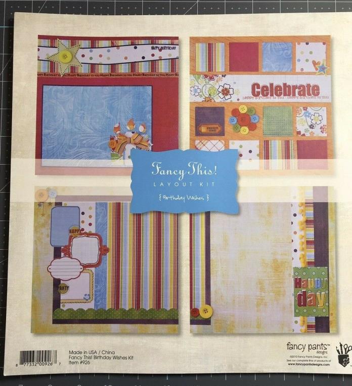 Fancy Pants Designs Scrapbook Layout Kit and Embellishments  Birthday Wishes