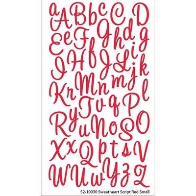 ALPHABET Sweetheart Red Glitter Script Letters Upper Lower Case Sticko Stickers