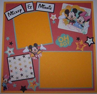 Premade 12x12 Disney Scrapbook Page/Layout - Mickey & Minnie Mouse (Not Digital)