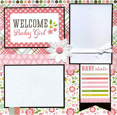 Welcome Baby Girl - Premade Scrapbook Page