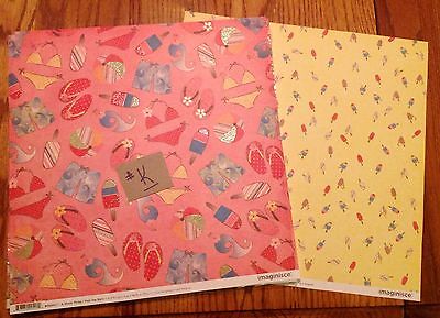 LOT#K NEW 25 BEACHWEAR DOUBLE SIDED BLING SHEET 12X12 SCRAPBOOK CARDMAKER RESALE