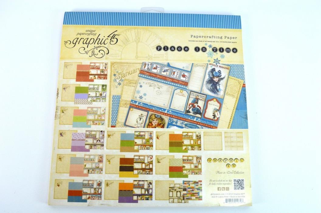 Graphic 45 Place In Time 12x12 Papercrafting Paper Pad Art Calendar Scrapbook